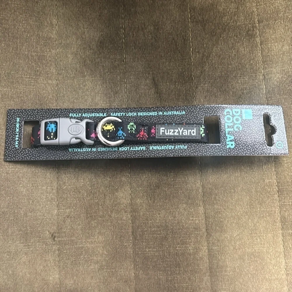 Fuzzzyard space invaders small dog collar NWT